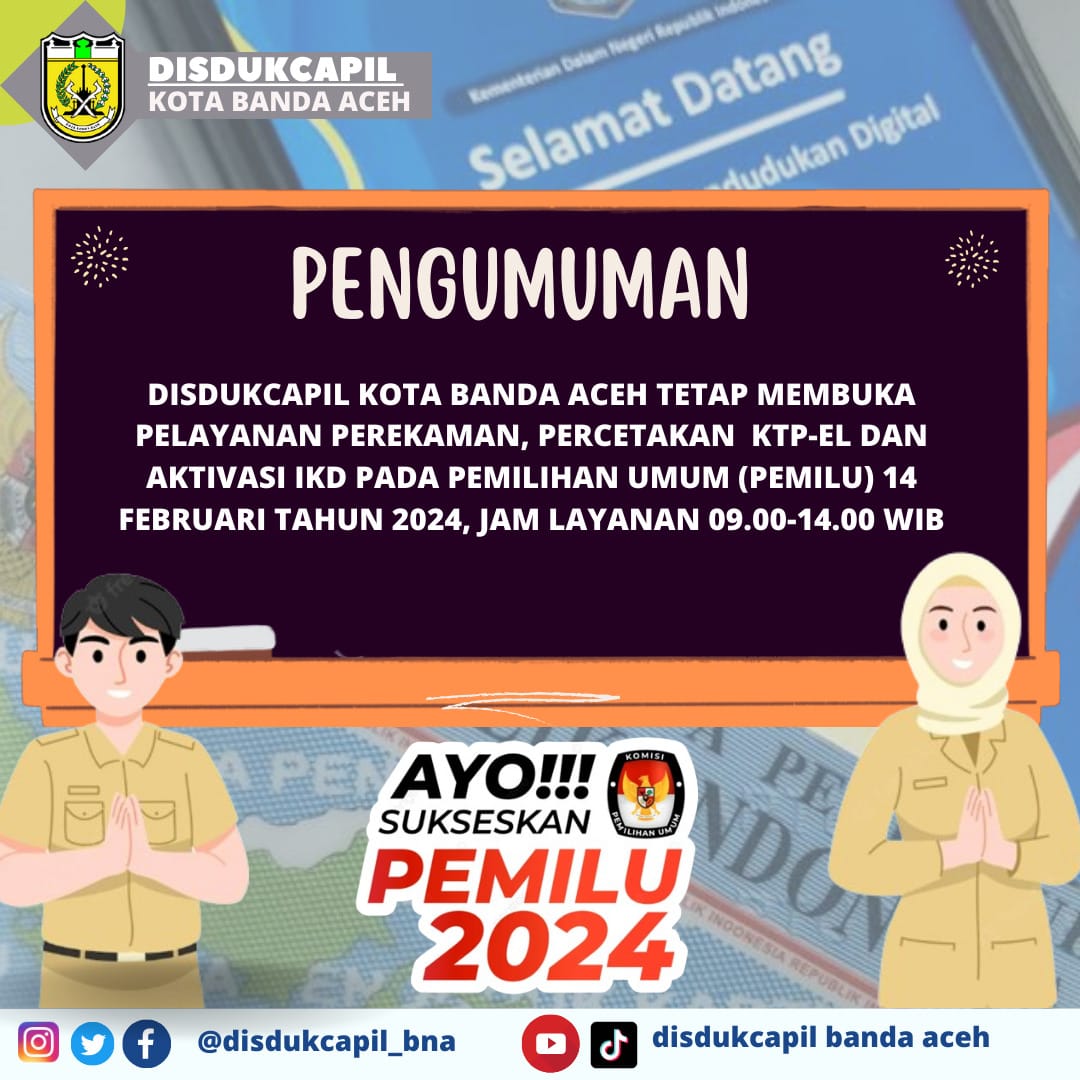 Disdukcapil Banda Aceh Tetap Buka Layanan Perekaman KTP pada Hari Pencoblosan